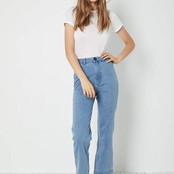 Rollas Slim Sailor Pant in Washed Denim - Picture 3 of 4